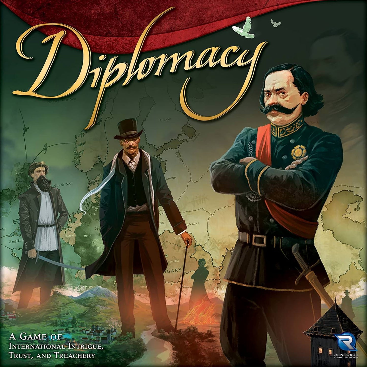 ボードゲーム Diplomacy ディプロマシー Renegade Game Studios 戦略 交渉 裏切り 2-7人 12歳以上 4時間 木製ミープル140個 クイックスタートルール 外交 同盟 20世紀ヨーロッパ列強 サイコロ不使用