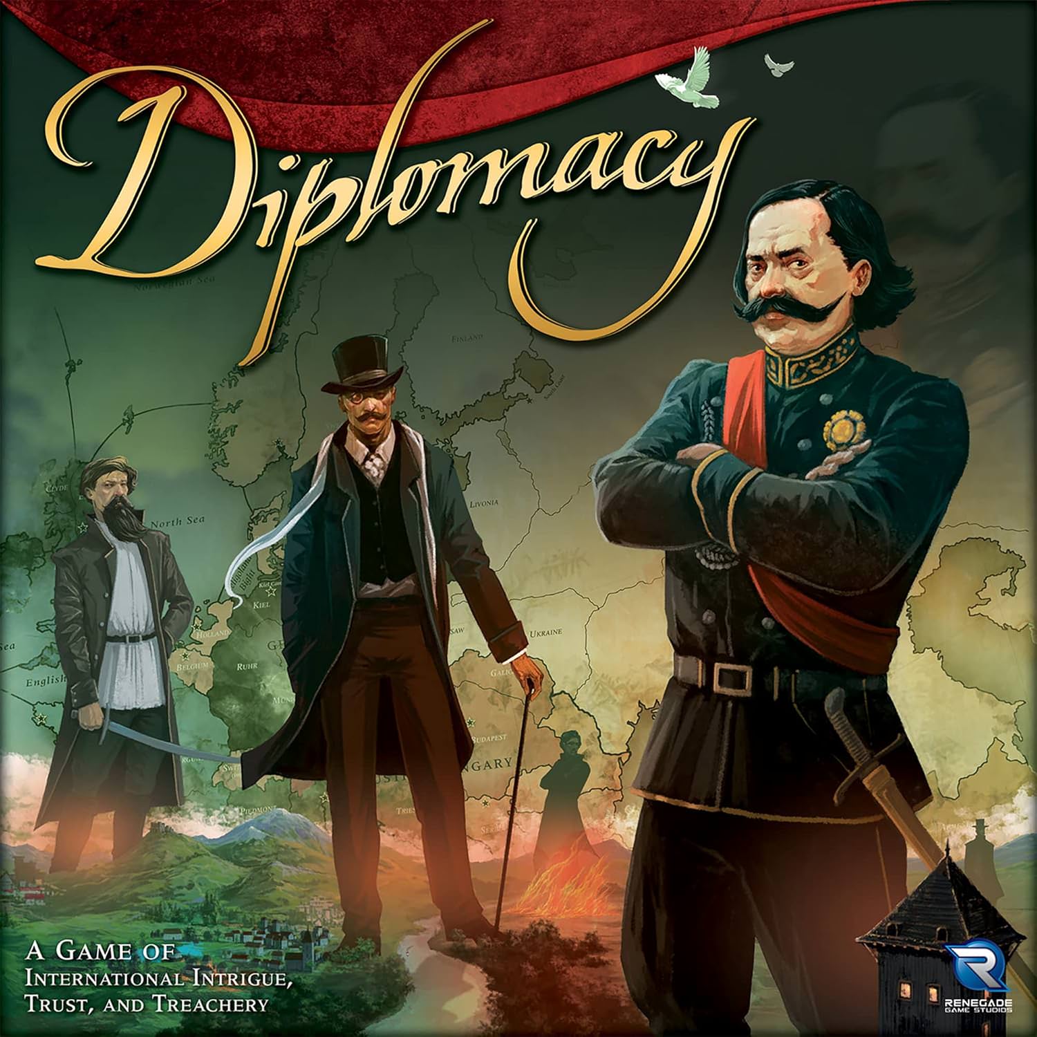 ボードゲーム Diplomacy ディプロマシー Renegade Game Studios 戦略 交渉 裏切り 2-7人 12歳以上 4時間 木製ミープル140個 クイックスタートルール 外交 同盟 20世紀ヨーロッパ列強 サイコロ不使用