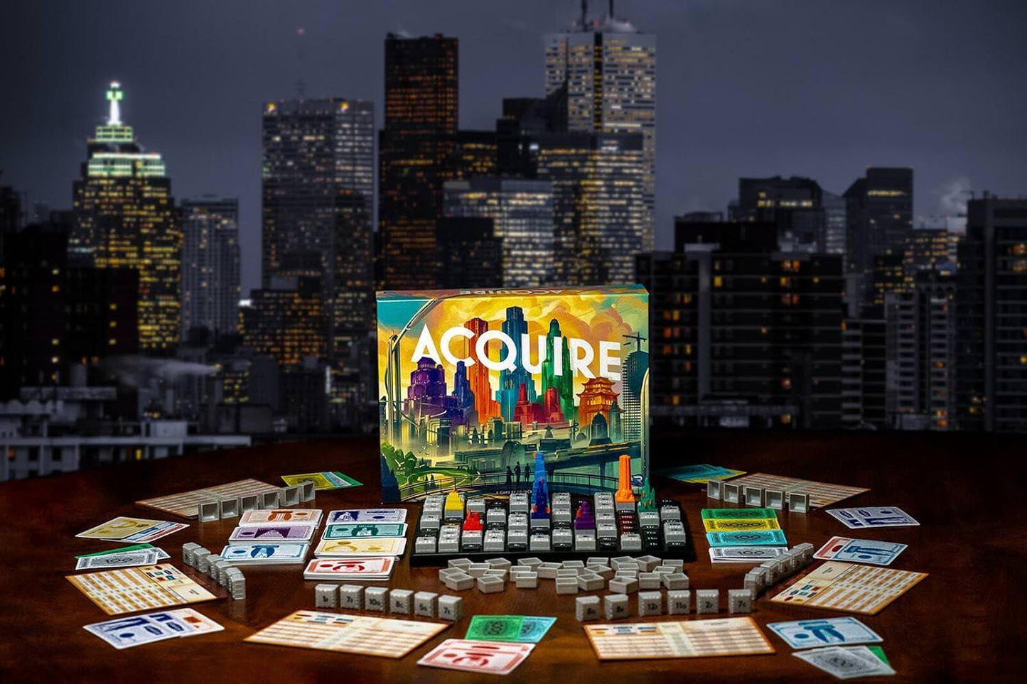 ボードゲーム Acquire 名匠シドサクソン 不動産戦略の傑作 高品質プラスチック製ゲームボード ビルディングタイル 株式売買 合併戦略 株券 株主情報カード タイクーンモード クラシックモード 投資利益最大化英語版 日本語説明書なし