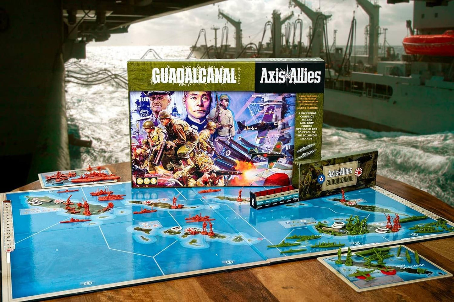 ボードゲーム Axis Allies Guadalcanal 太平洋戦争 太平洋戦線 ソロモン諸島 1942年8月 戦略ゲーム 2人用 アメリカ軍 日本軍 戦術指揮 170個以上 プラスチック製 ミニチュア 飛行場トークン 損傷トークン 最新ルールブック英語版 日本語説明書なし