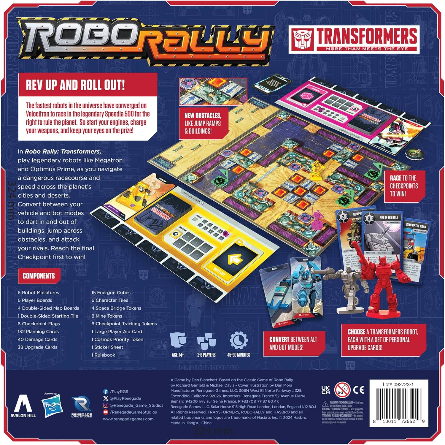ボードゲーム ロボラリー：トランスフォーマー Renegade Game Studios リチャード・ガーフィールド 戦略レーシング プログラミング 変形システム SF レース オプティマスプライム メガトロン 2人から6人 45分から90分