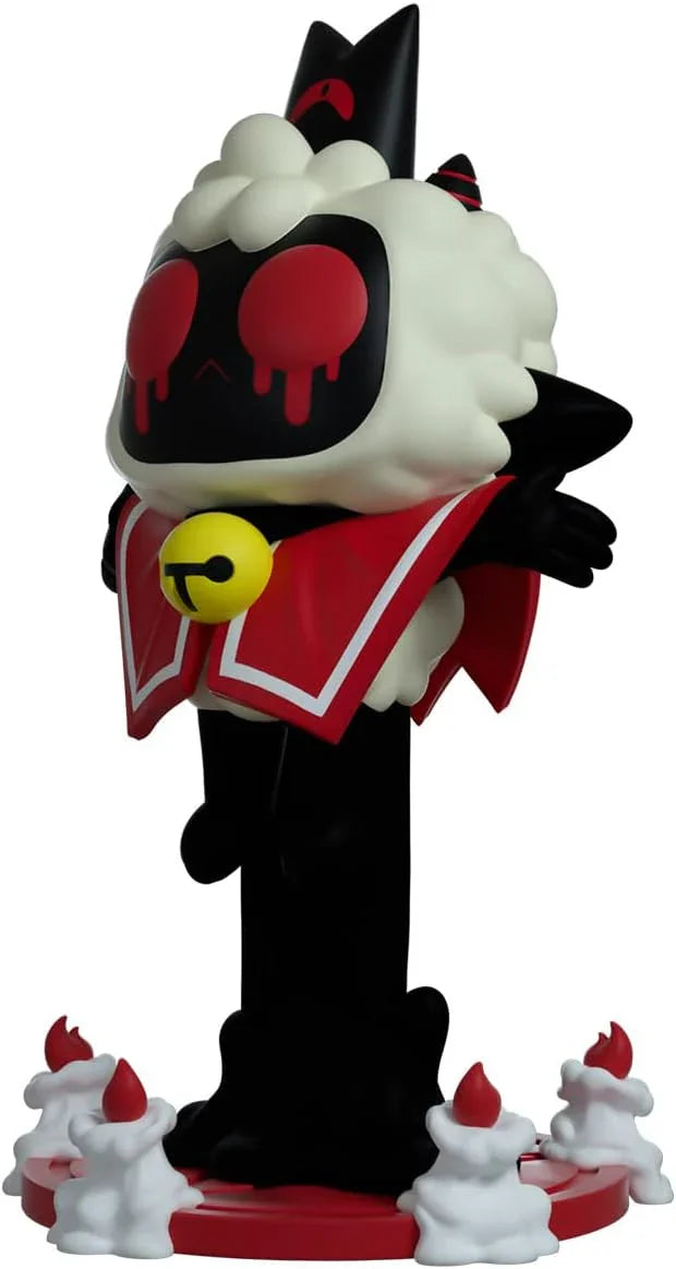 フィギュア 神秘的神秘力 憑依子羊 Possessed Lamb Youtooz アクションローグライクゲーム Cult of the Lamb 高さ5.4インチ コレクターズアイテム 精巧立体化 赤い目血滴る 黒い顔 赤白マント 黄色鈴装飾 血しぶき背景 並行輸入品