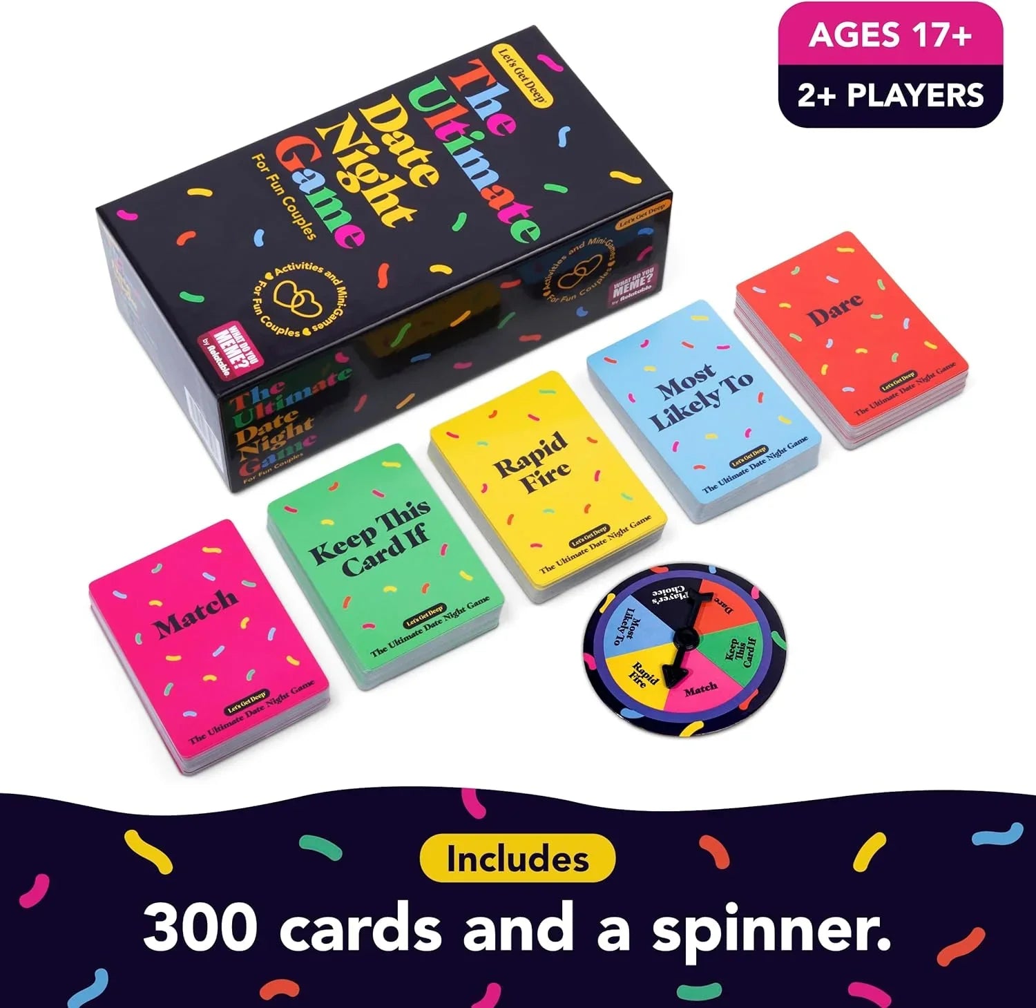 カードゲーム What Do You Meme? デートナイトゲーム カップルの絆を深める 300種類の素敵な体験 コンパクト 持ち運び便利 シンプルルール 英語表記 大人向け含む 夫婦 友人同士 パーティー向け プレイ時間20分以上 