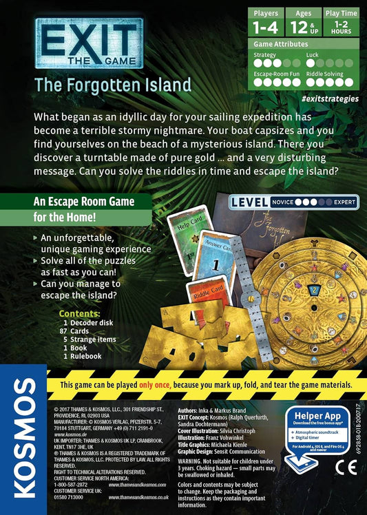 ボードゲーム EXIT The Forgotten Island 忘れられた島からの脱出 Thames Kosmos エスケープルーム 謎解き 協力型パズルゲーム 自宅本格 1-4人 12歳以上 一度きり 海洋テーマ デコーダーディスク
