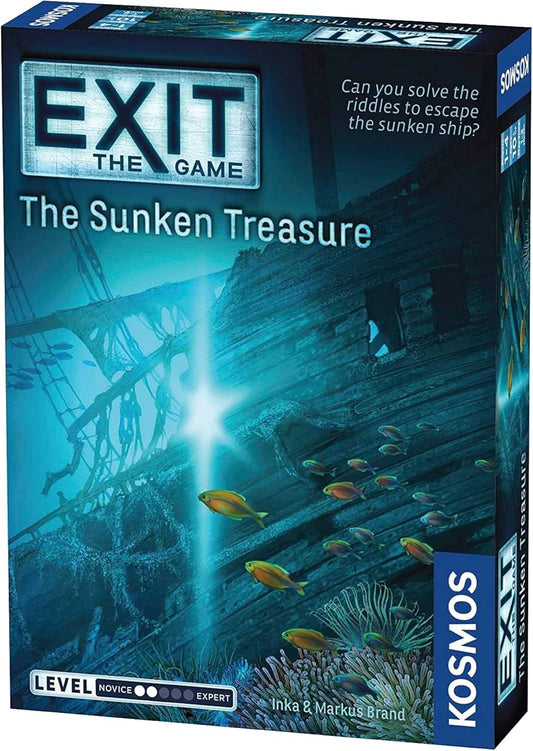 エスケープルーム体験ゲーム Exit The Sunken Treasure エグジット 沈没船の宝 Thames Kosmos 深海冒険謎解き 協力型 難易度2 10歳以上 1-4人 60-120分 一回限り アンプラグド チームワーク 推理 創造性 財宝 リアルタイム