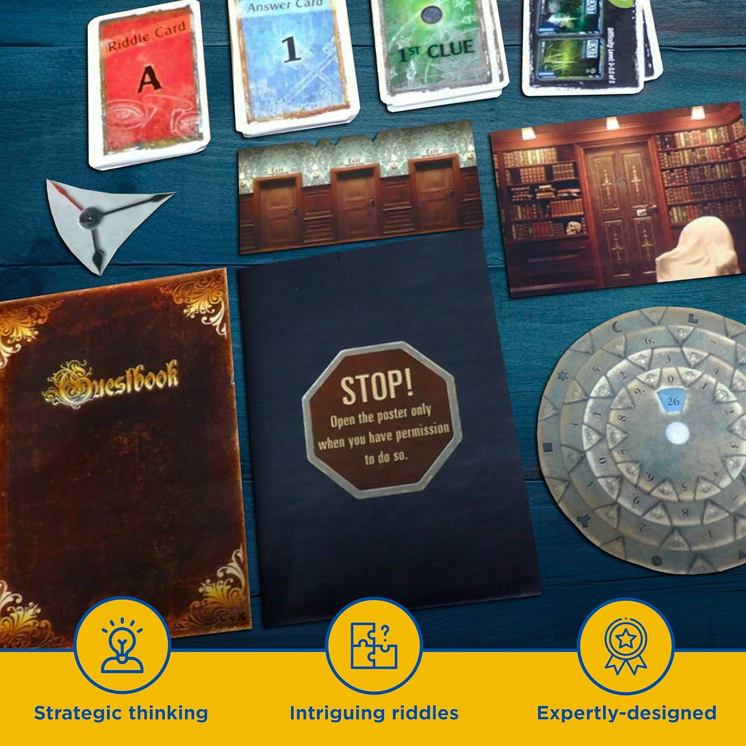 ボードゲーム EXIT The Sinister Mansion エグジット 不気味な邸宅 Thames Kosmos エスケープルーム体験型 1人から4人 推奨年齢12歳以上 プレイ時間60分から120分 難易度3 アプリ不要 協力プレイ 一回限り 英語版 日本語説明書なし