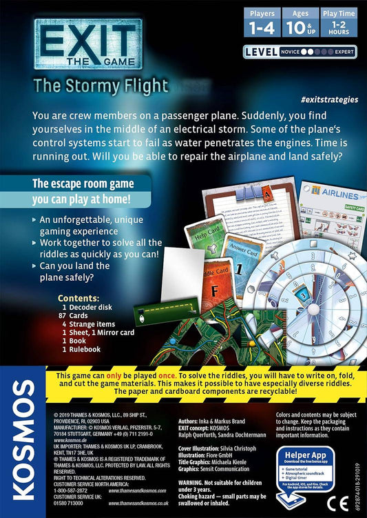 アットホーム脱出ルームゲーム EXIT The Stormy Flight EXIT ブランド 飛行機内 謎解きカード 多数 参加人数1から4人対象年齢10歳以上 論理的コード解決限定 折りたたみ 切断 必須 実践的脱出体験 英語版 日本語説明書なし