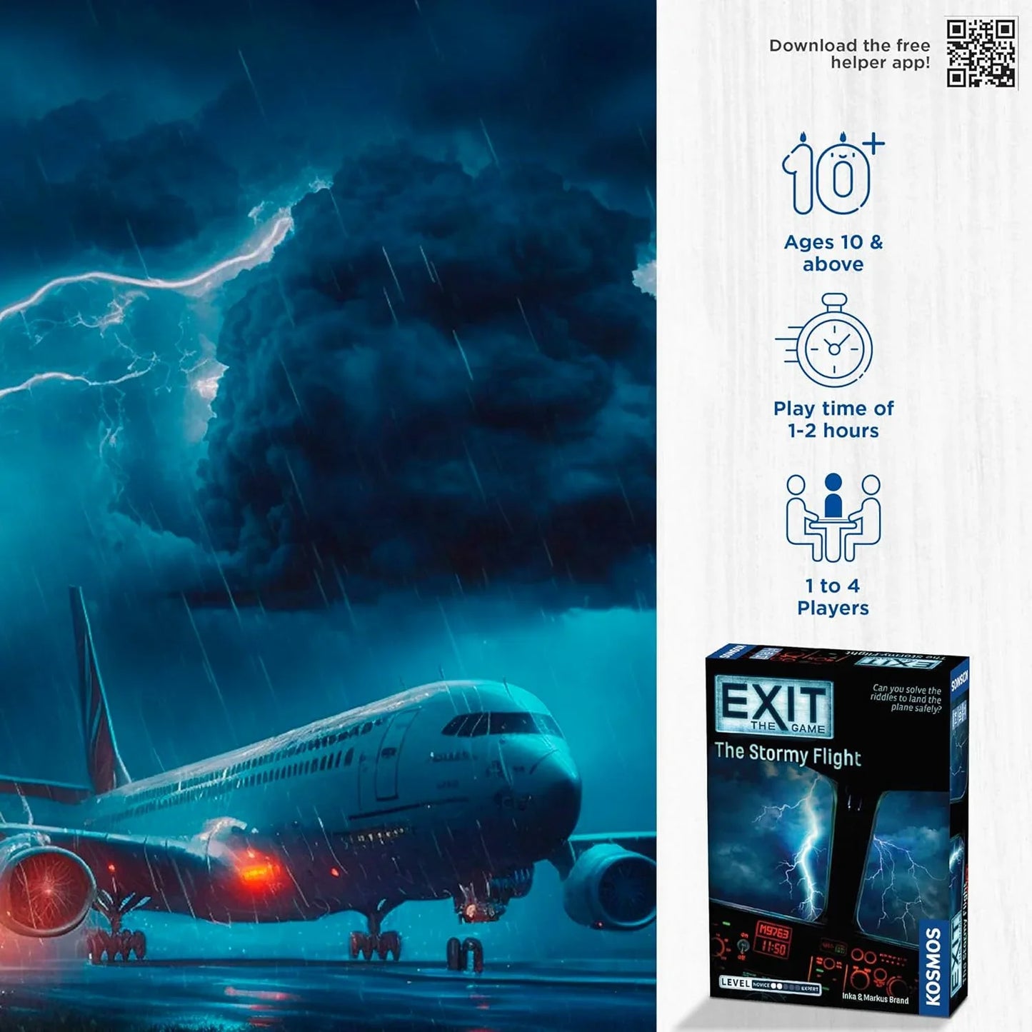 アットホーム脱出ルームゲーム EXIT The Stormy Flight EXIT ブランド 飛行機内 謎解きカード 多数 参加人数1から4人対象年齢10歳以上 論理的コード解決限定 折りたたみ 切断 必須 実践的脱出体験 英語版 日本語説明書なし
