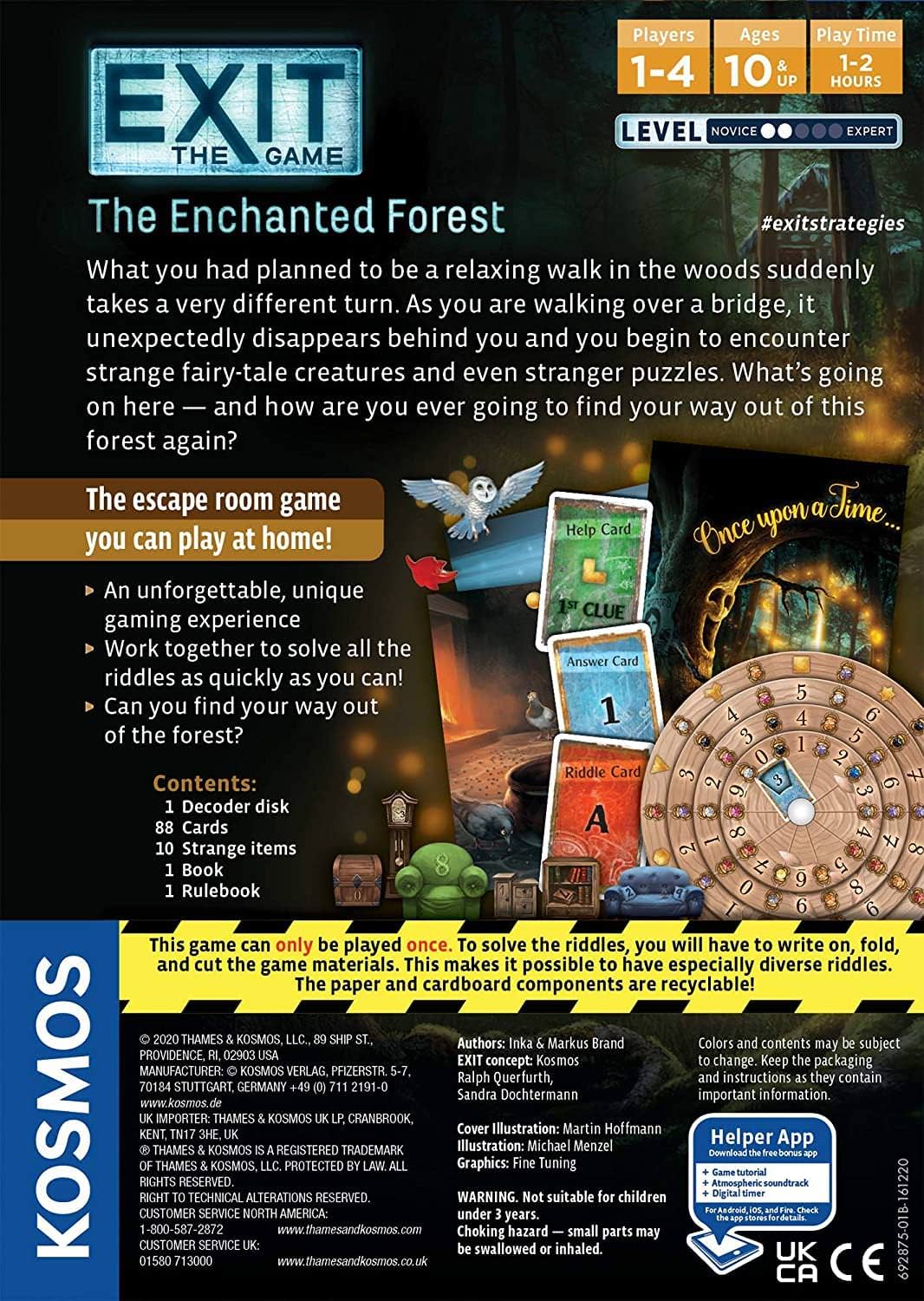 ボードゲーム EXIT The Enchanted Forest エグジット 魔法の森 Thames Kosmos 謎解き 体験型 協力型 一回限り 脱出 冒険 家庭 本格 10歳以上 1-4人 革新的 幻想的 パズル ドイツ 森