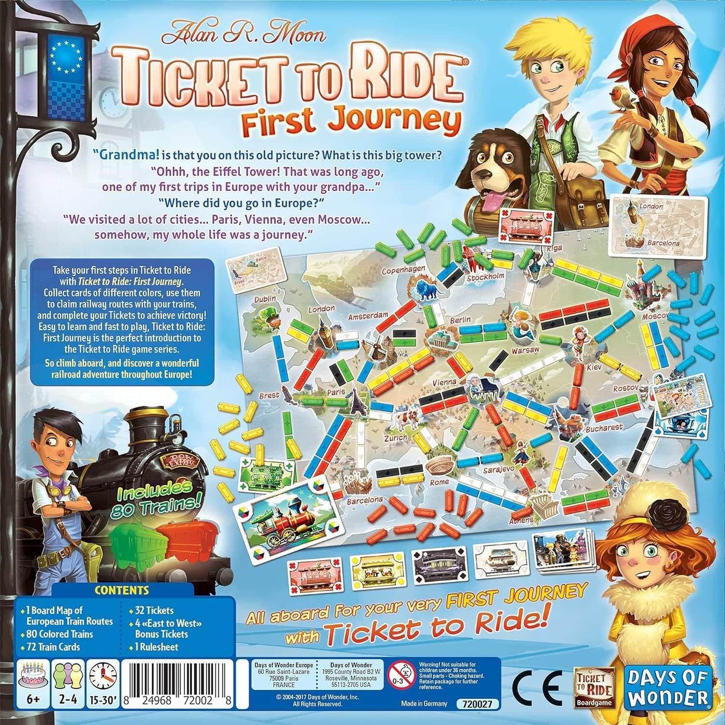 ボードゲーム Ticket To Ride First Journey Ticket to Ride ヨーロッパの鉄道旅 親子で楽しむ戦略的列車カード チケット達成色覚配慮 記号つきカード 大きめ列車コマ 予備付き 家族向け プレイ時間15-30分 2-4人対応 