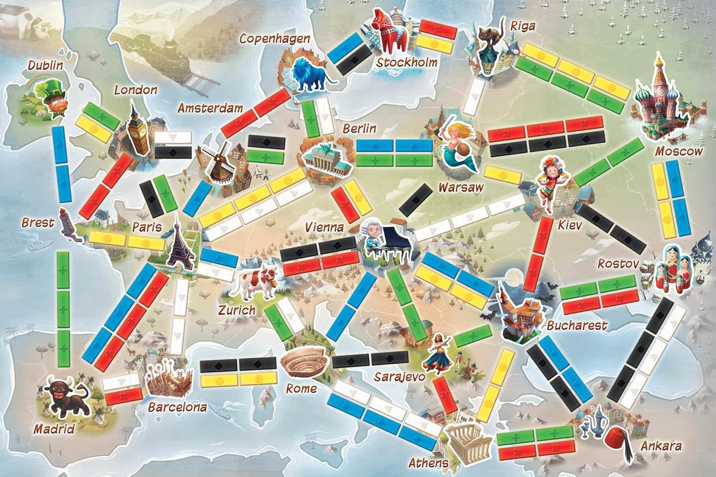 ボードゲーム Ticket To Ride First Journey Ticket to Ride ヨーロッパの鉄道旅 親子で楽しむ戦略的列車カード チケット達成色覚配慮 記号つきカード 大きめ列車コマ 予備付き 家族向け プレイ時間15-30分 2-4人対応 