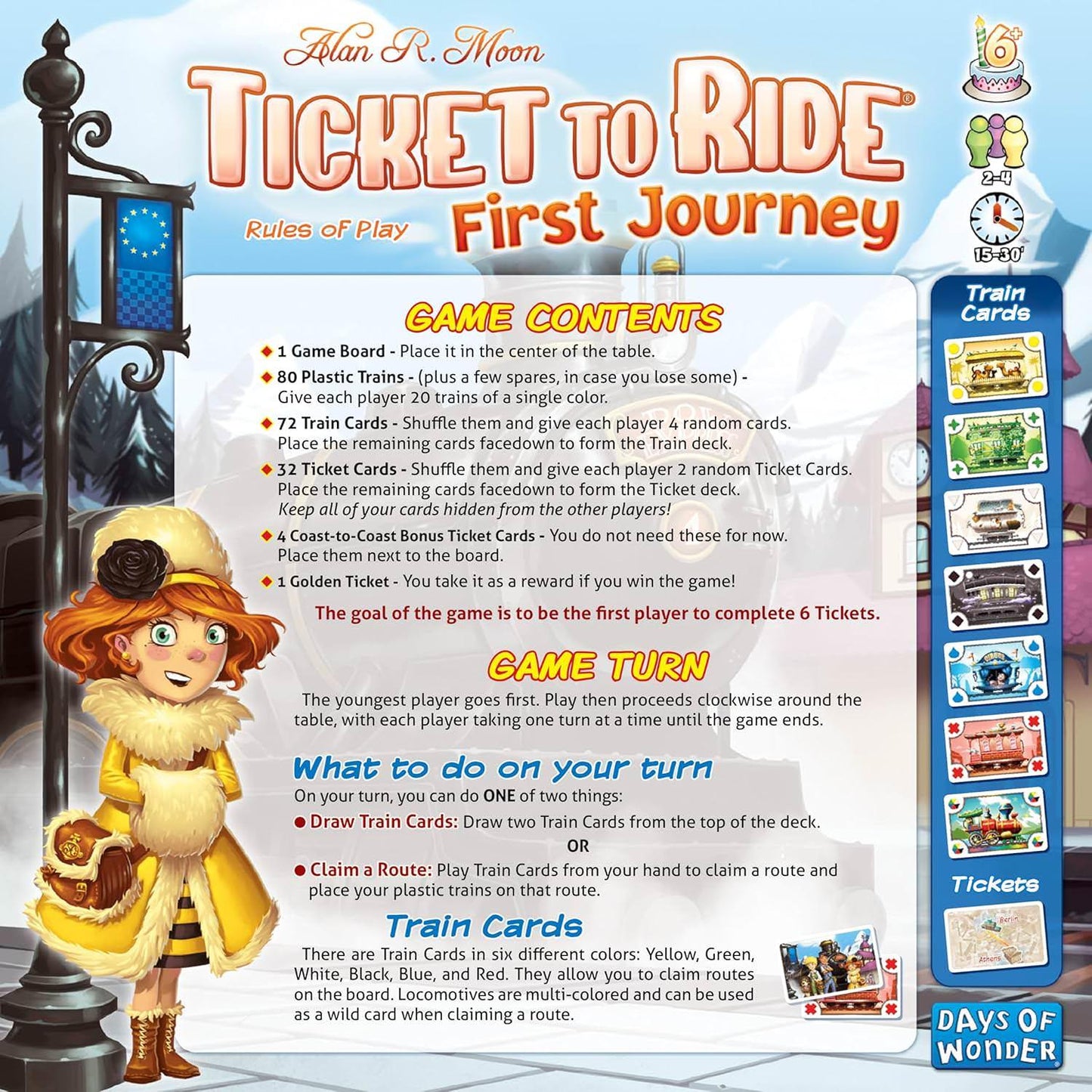 ボードゲーム Ticket To Ride First Journey Ticket to Ride ヨーロッパの鉄道旅 親子で楽しむ戦略的列車カード チケット達成色覚配慮 記号つきカード 大きめ列車コマ 予備付き 家族向け プレイ時間15-30分 2-4人対応 