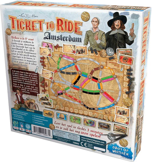 ボードゲーム Ticket to Ride Amsterdam アムステルダム 商業ネットワークボード 15分 プレイ コンパクトサイズ 持ち運びやすい 初心者から愛好家まで対応 戦略的思考力育成 家族向け マルチプレイヤー対応 8歳以上推奨 