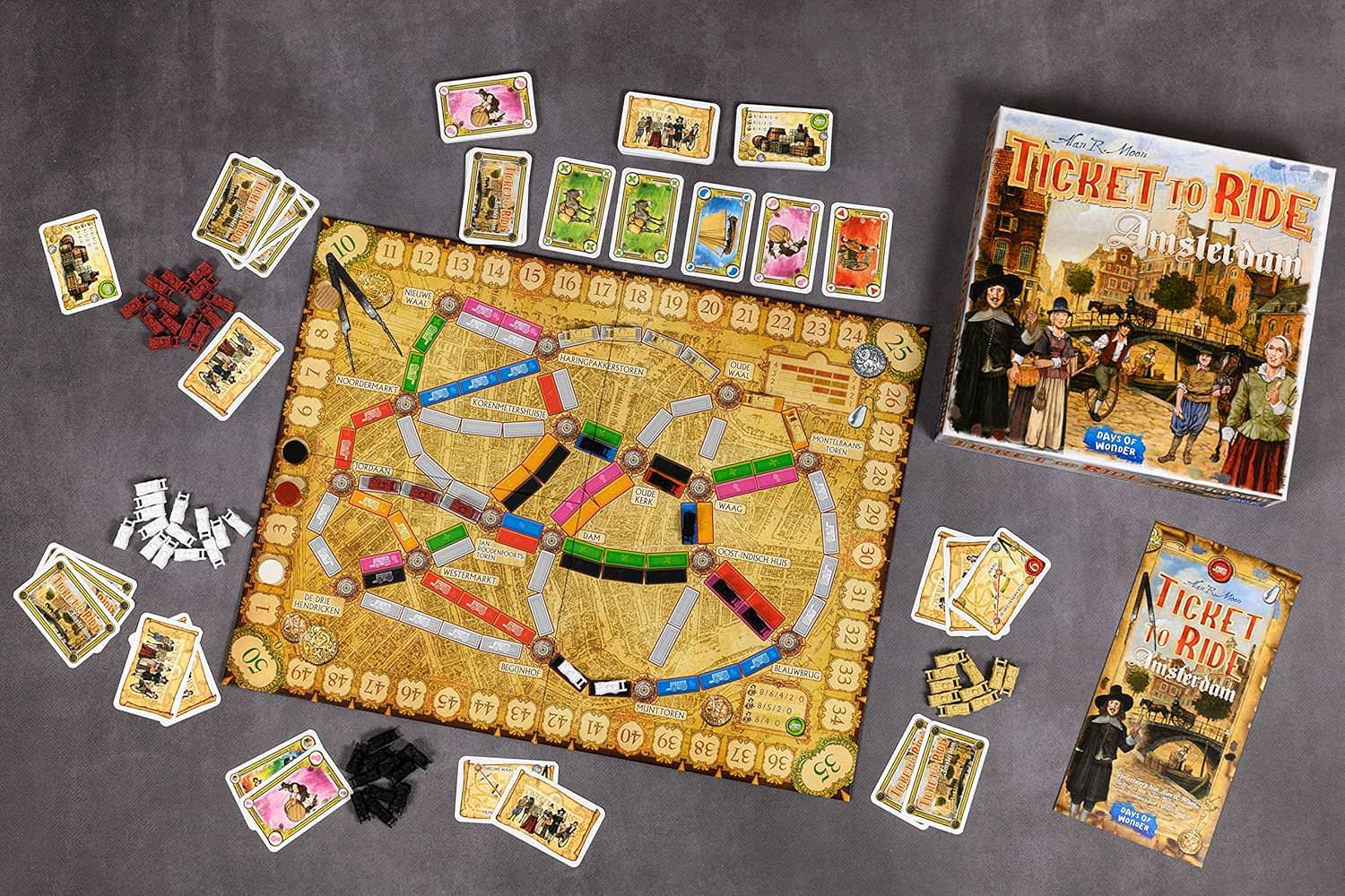 ボードゲーム Ticket to Ride Amsterdam アムステルダム 商業ネットワークボード 15分 プレイ コンパクトサイズ 持ち運びやすい 初心者から愛好家まで対応 戦略的思考力育成 家族向け マルチプレイヤー対応 8歳以上推奨 