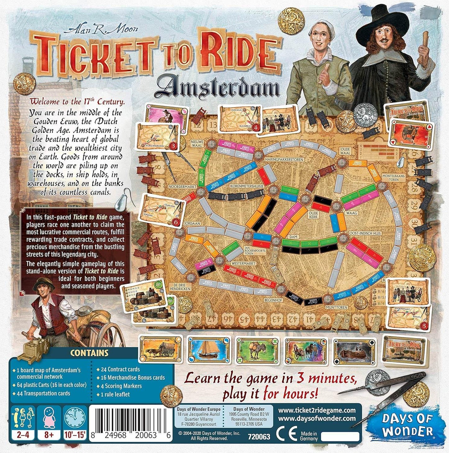 ボードゲーム Ticket to Ride Amsterdam アムステルダム 商業ネットワークボード 15分 プレイ コンパクトサイズ 持ち運びやすい 初心者から愛好家まで対応 戦略的思考力育成 家族向け マルチプレイヤー対応 8歳以上推奨 