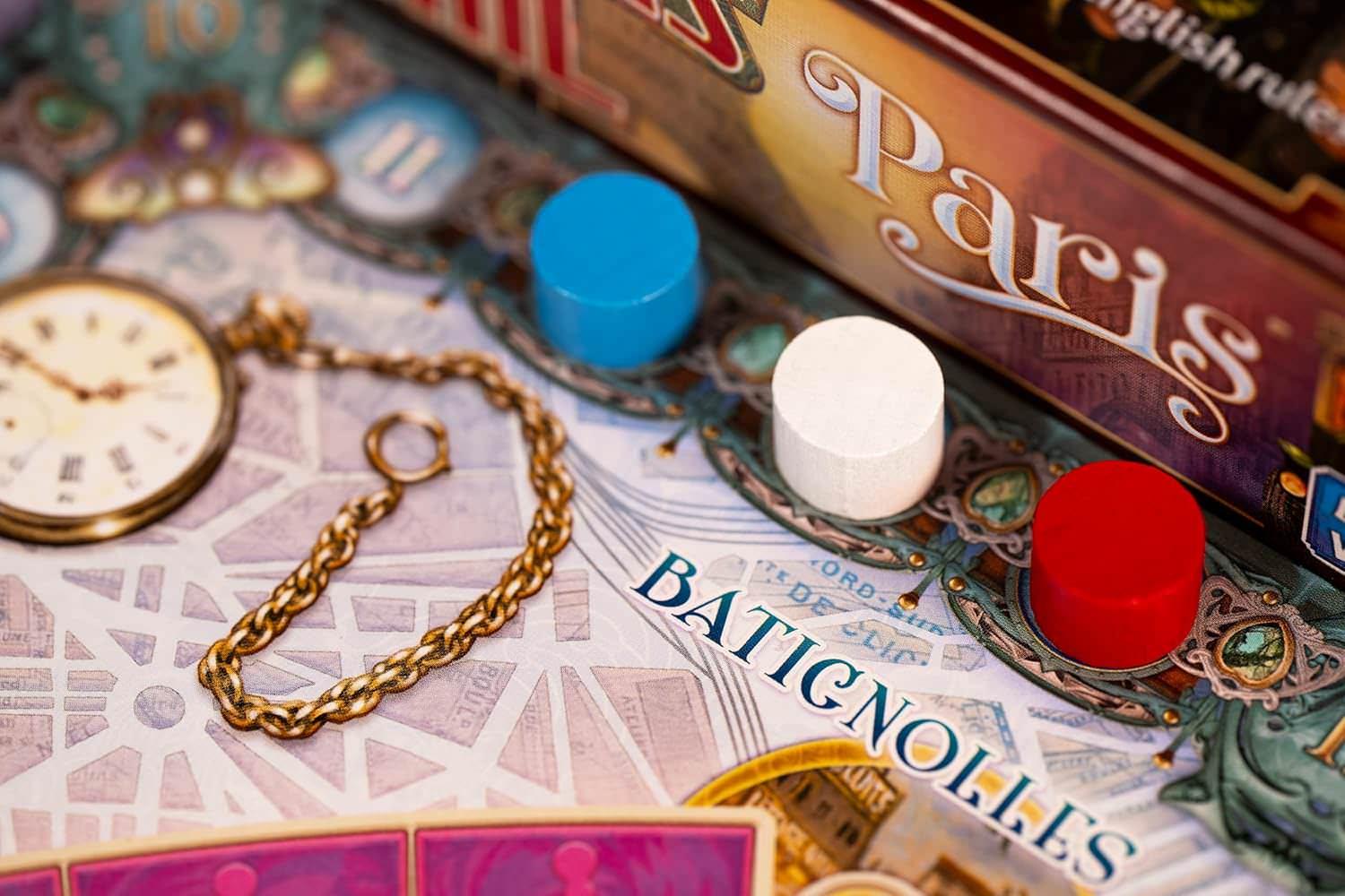 ボードゲーム Ticket to Ride Paris Cities テンポ良い戦略的プレイ 完全版英語版 1920年代パリ街歩き 主要観光地ルート構築 バスネットワーク設計 青白赤カード活用 ボーナスポイント獲得 家族友人団らん向け 2-4人用 