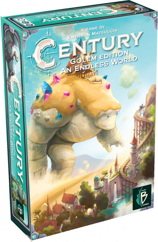 戦略ボードゲーム Century Golem: Endless World センチュリー ゴーレム エンドレス ワールド Plan B Games 2021年 Caravania世界 クリスタルトレーダー ゴーレム 2人から4人 30分から45分 デッキ構築システム 取引ルート確立 拡張性 古代文明 英語版 日本語説明書なし