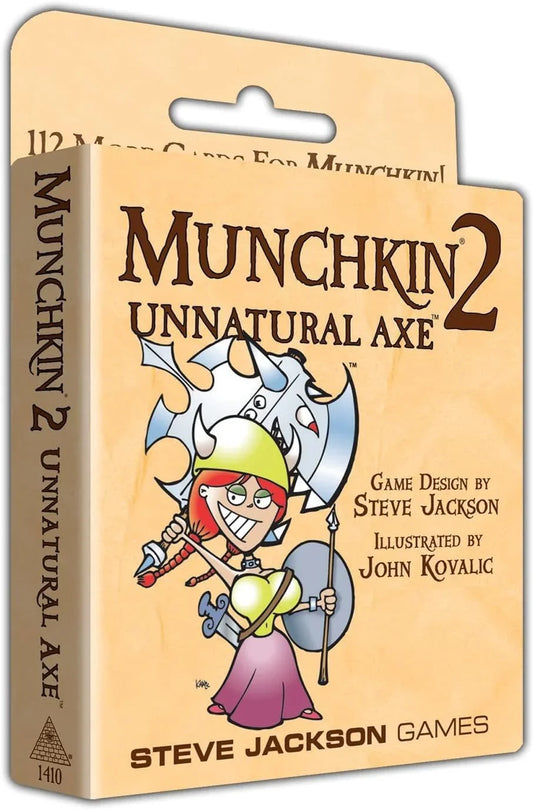 カードゲーム Munchkin 2 Unnatural Axe card game Steve Jackson Games 拡張セット 新種族オーク 新モンスター ハイドラント スパイクドコッドピース 新仲間ショルダードラゴン 新武器ドルイドフルイド英語版 日本語説明書なし