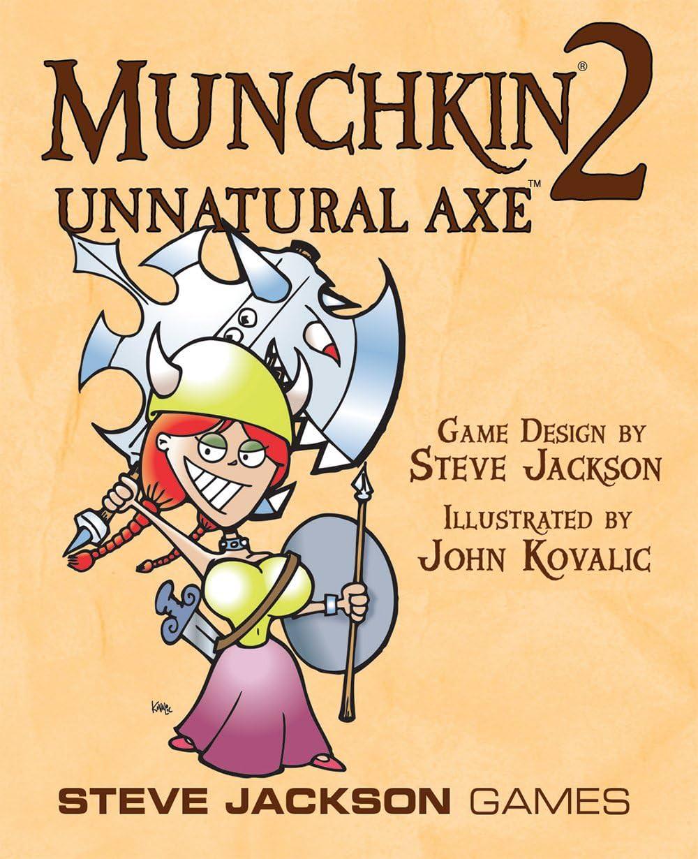 カードゲーム Munchkin 2 Unnatural Axe card game Steve Jackson Games 拡張セット 新種族オーク 新モンスター ハイドラント スパイクドコッドピース 新仲間ショルダードラゴン 新武器ドルイドフルイド英語版 日本語説明書なし