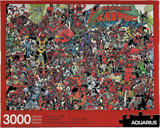 ジグソーパズル マーベル デッドプール 3000ピース Aquarius Marvel 公式ライセンス Scott Koblish アートワーク 32×45インチ 82×115cm グレアフリー 厚手用紙 精密カット 上級者向け 大型サイズ 壁面装飾