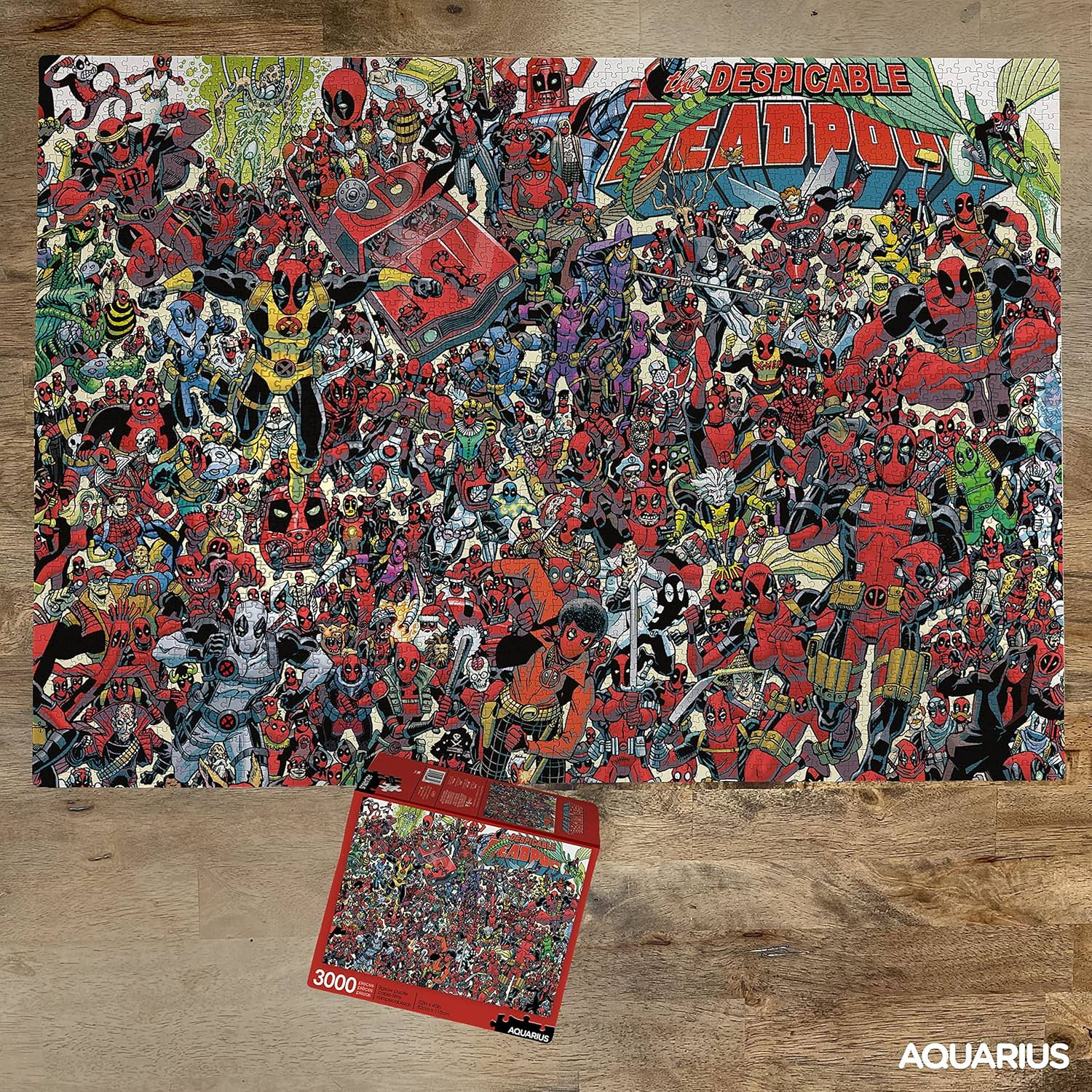 ジグソーパズル マーベル デッドプール 3000ピース Aquarius Marvel 公式ライセンス Scott Koblish アートワーク 32×45インチ 82×115cm グレアフリー 厚手用紙 精密カット 上級者向け 大型サイズ 壁面装飾