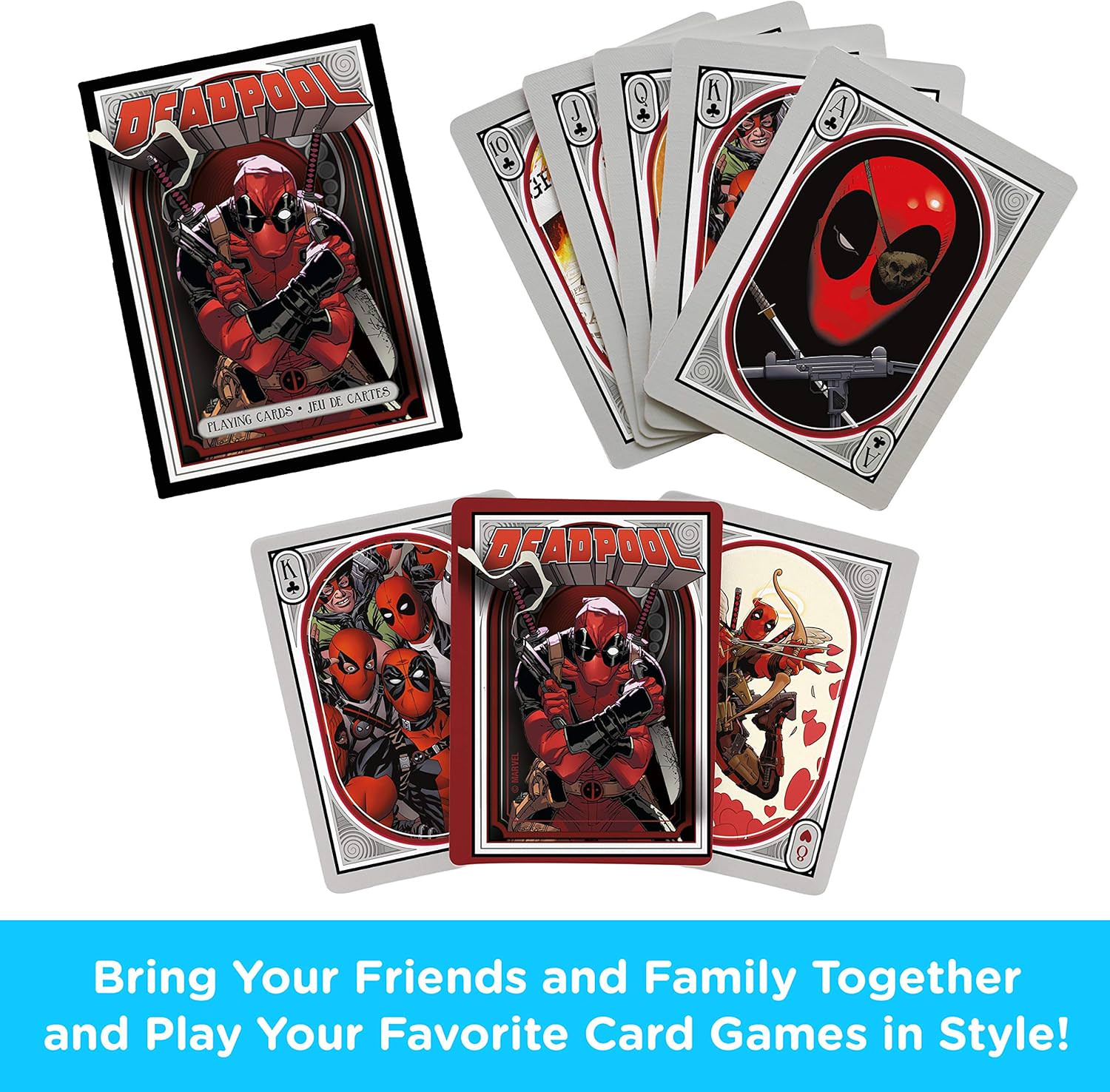 トランプ プレイングカード マーベル デッドプール AQUARIUS Marvel Deadpool Nouveau Playing Cards Deck コレクターズアイテム 54枚セット 公式ライセンス商品 ギフト パーティーゲーム