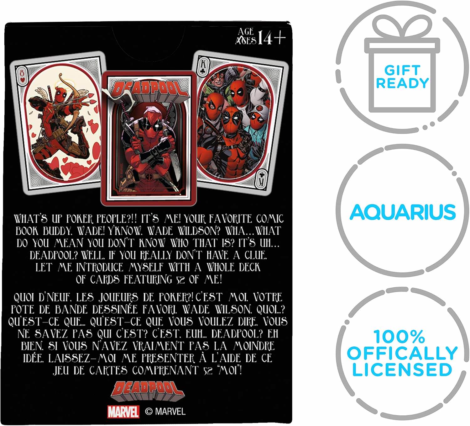 トランプ プレイングカード マーベル デッドプール AQUARIUS Marvel Deadpool Nouveau Playing Cards Deck コレクターズアイテム 54枚セット 公式ライセンス商品 ギフト パーティーゲーム