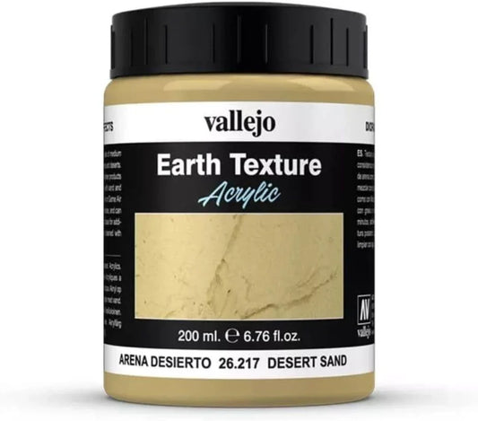 テクスチャー素材 Desert Sand Earth Texture Effect Vallejo 200ml Bottle 砂漠地帯 乾燥地域 モデルワーク用 水性アクリル樹脂 ベース 無毒 無臭 微細砂粒 黄褐色 淡色 砂丘 起伏 表現可能 砂漠質感 リアルジオラマ制作向け 並行輸入品