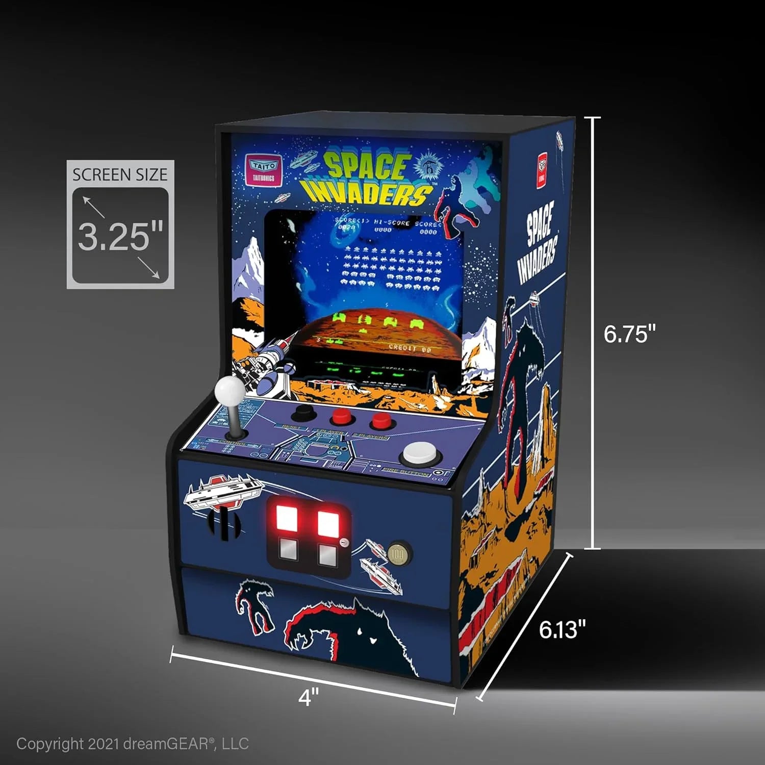 アーケードゲーム スペースインベーダー マイアーケード マイクロプレイヤー レトロゲーム ビデオゲーム 1978年 DGUNL-3279 1/10スケール 手のひらサイズ 反射式スクリーン バックライト 並行輸入品