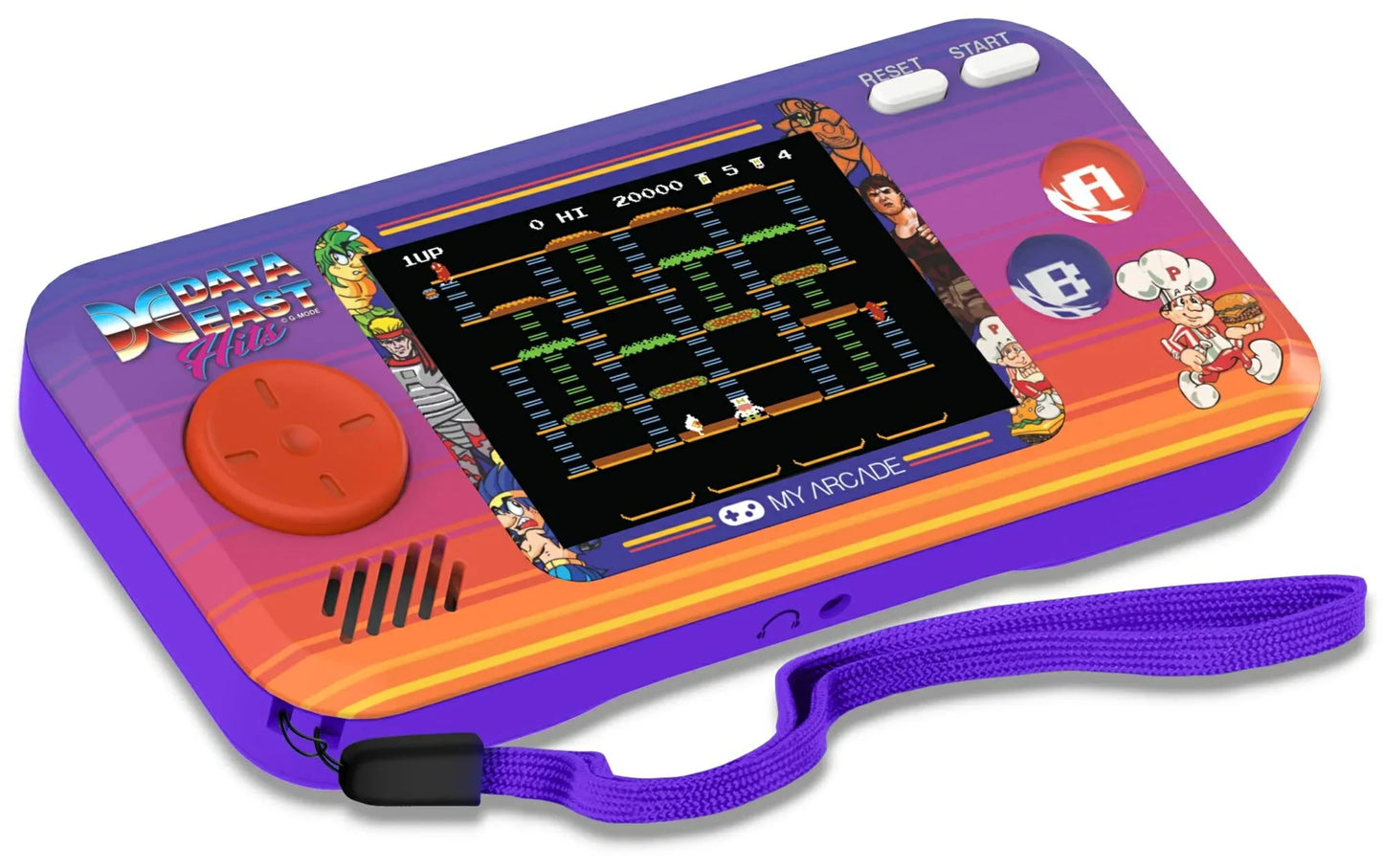 アウトレット品 携帯ゲーム機 Data East Hits Pocket Player Data East社 名作8タイトル収録 300種類ボーナスゲーム搭載 2.75インチフルカラー液晶 前面スピーカー音量調節可能 3.5mmヘッドフォン端子 Micro-USB給電対応 単4電池4本使用可