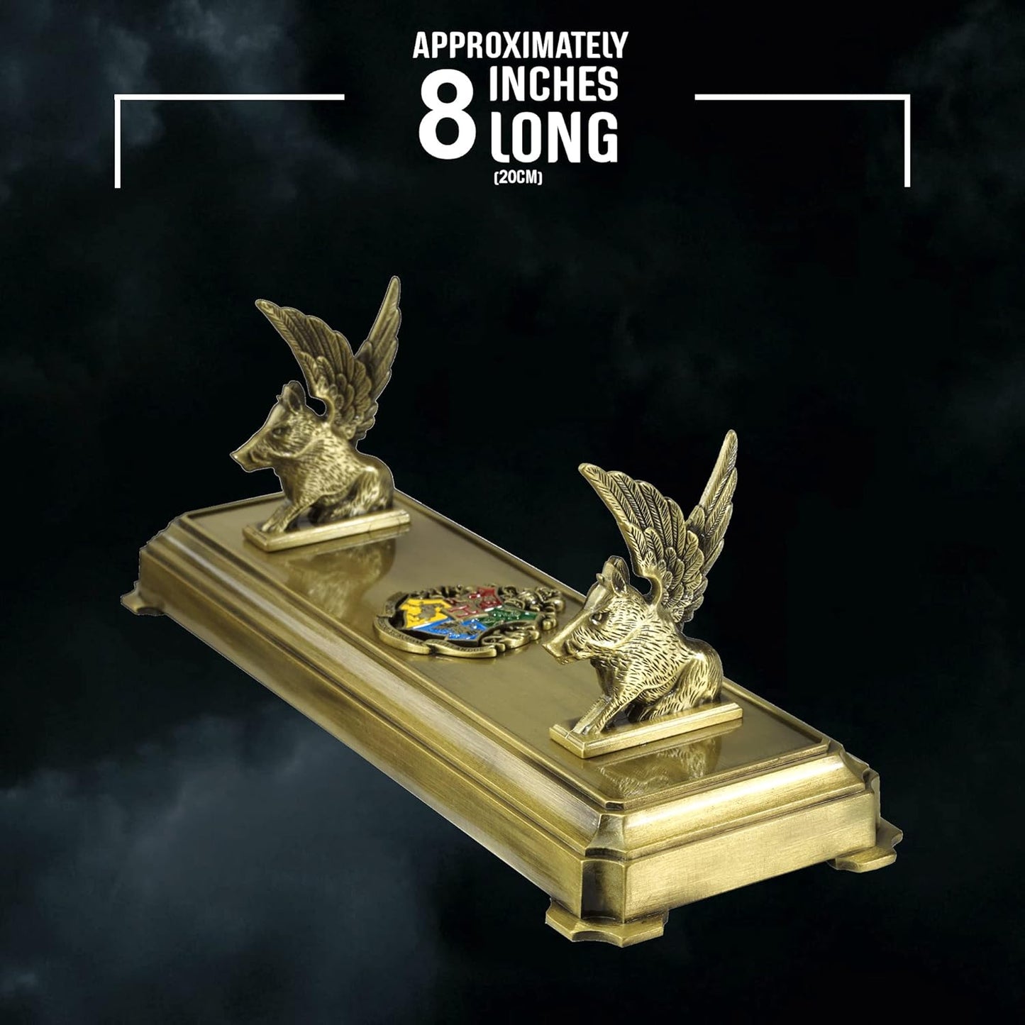 ホグワーツ魔法杖スタンド ホグワーツ魔法魔術学校モチーフ ダイキャストメタル製 ゴールドカラー コレクターズアイテム 翼を持つ像2体 魔法杖用スペース付き ハリー・ポッター限定アイテム