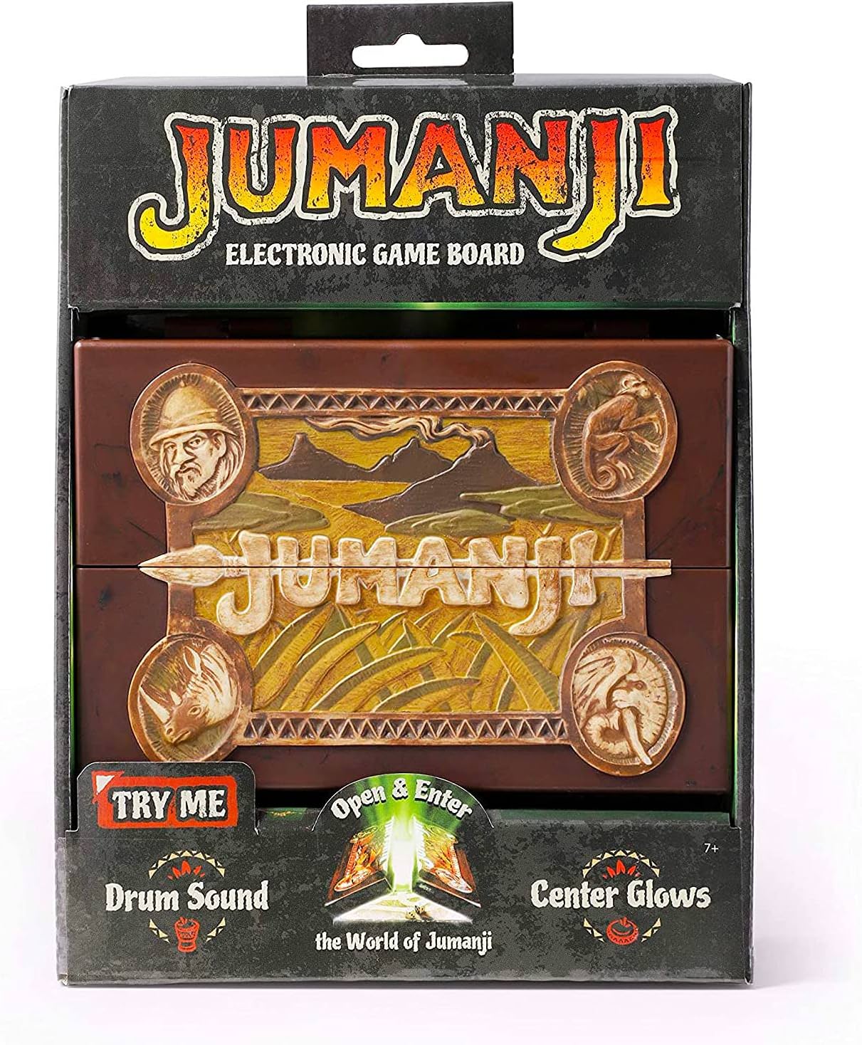 ミニ電子ゲームボード Jumanji ミニ電子ゲームボード レプリカ Noble Collection 映画 ジュマンジ コレクション価値 高精細デボス加工 光るロゴ ドラム音響再現 伝説のボードゲーム ミニチュアトーテム 六面ダイス 7歳以上
