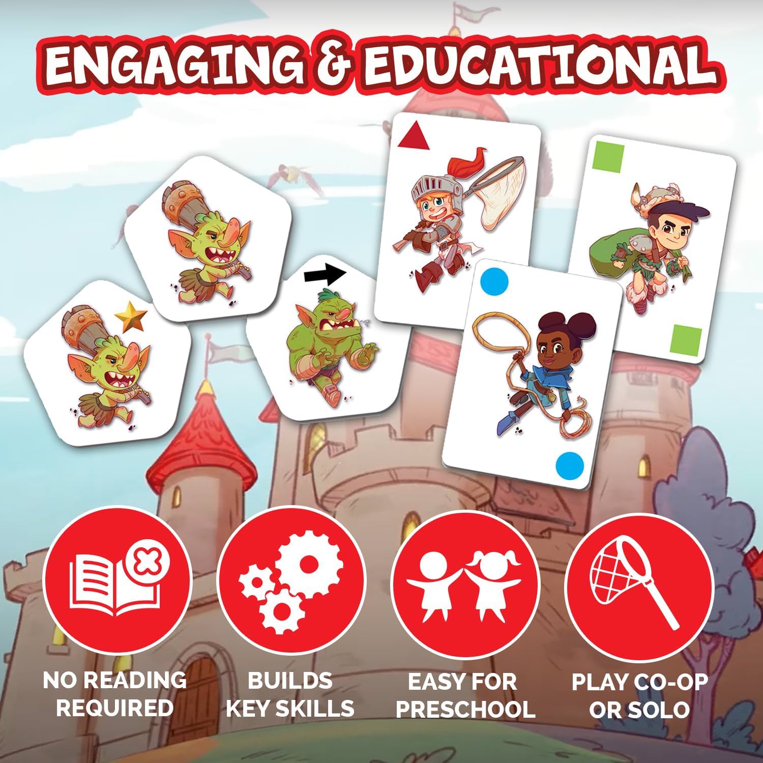 ボードゲーム My First Castle Panic マイ・ファースト・キャッスル・パニック Fireside Games 協力型 4歳以上 1-4人 20分 家族 お城守る冒険 モンスター捕獲 英語版 日本語説明書なし