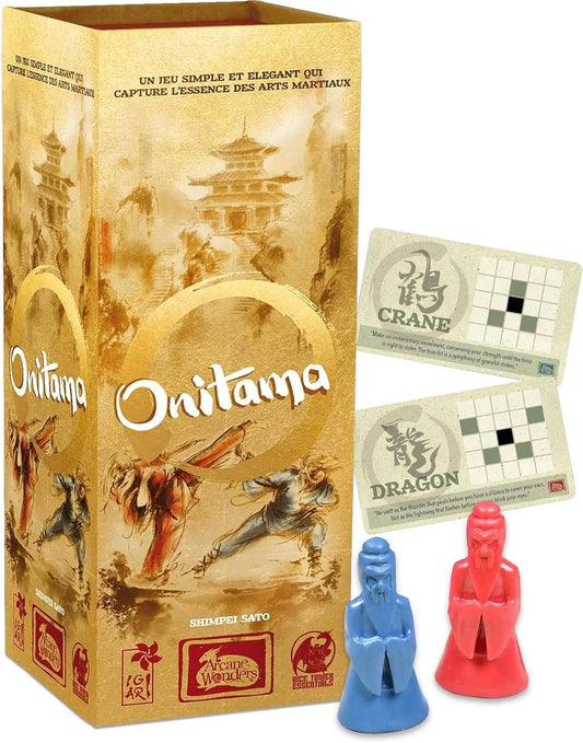 ボードゲーム Onitama オニタマ Arcane Wonders 古代日本の武術テーマ 戦略性高い2人用抽象戦略ゲーム 短時間15分プレイ ロールアップネオプレン製マット マスター学生コマ16移動カード付き 高品質収納箱付き英語版 日本語説明書なし