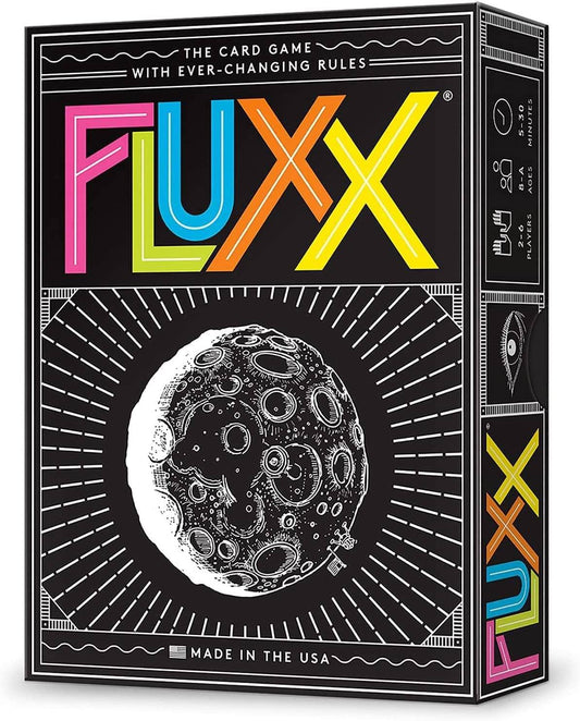 カードゲーム Fluxx 5.0 Original Fluxx 常に変化 ルール 勝利条件 予測不能 戦略的 初心者 上級者 シンプル 流動的 100枚 4つ 主要 カードタイプ 混沌 予測不可能性 適応力 柔軟 英語版 日本語説明書なし