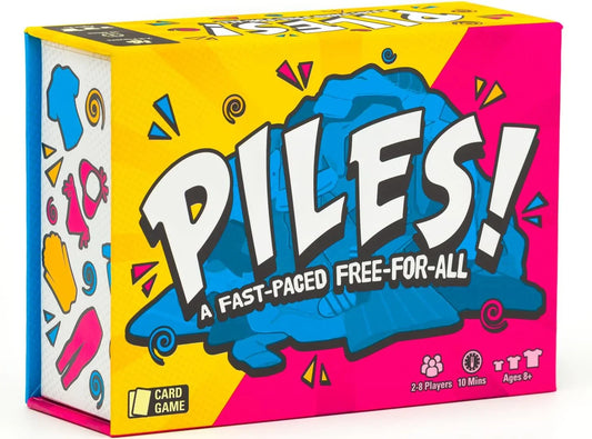 カードゲーム Piles! ブランド みんなで盛り上がる スピード系 服のセット 集めて勝利 2ー8人 プレイ時間約10分 200枚カード コンパクト 持ち運びやすい 簡単ルール 言語壁越え 直感的理解 幅広い年齢対象8歳以上 