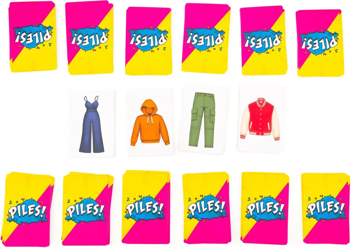 カードゲーム Piles! ブランド みんなで盛り上がる スピード系 服のセット 集めて勝利 2ー8人 プレイ時間約10分 200枚カード コンパクト 持ち運びやすい 簡単ルール 言語壁越え 直感的理解 幅広い年齢対象8歳以上 