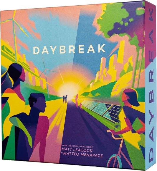 ボードゲーム Daybreak Asmodee Editions FSC認証木材使用 環境配慮型持続可能社会構築協力型地球温暖化対策戦略エンジン構築システム採用豊富なオリジナルアート175枚以上カード木製コンポーネント再生素材利用 