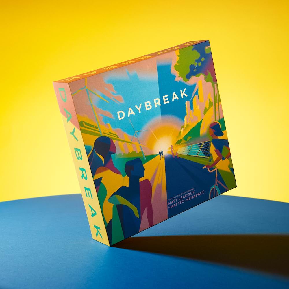 ボードゲーム Daybreak Asmodee Editions FSC認証木材使用 環境配慮型持続可能社会構築協力型地球温暖化対策戦略エンジン構築システム採用豊富なオリジナルアート175枚以上カード木製コンポーネント再生素材利用