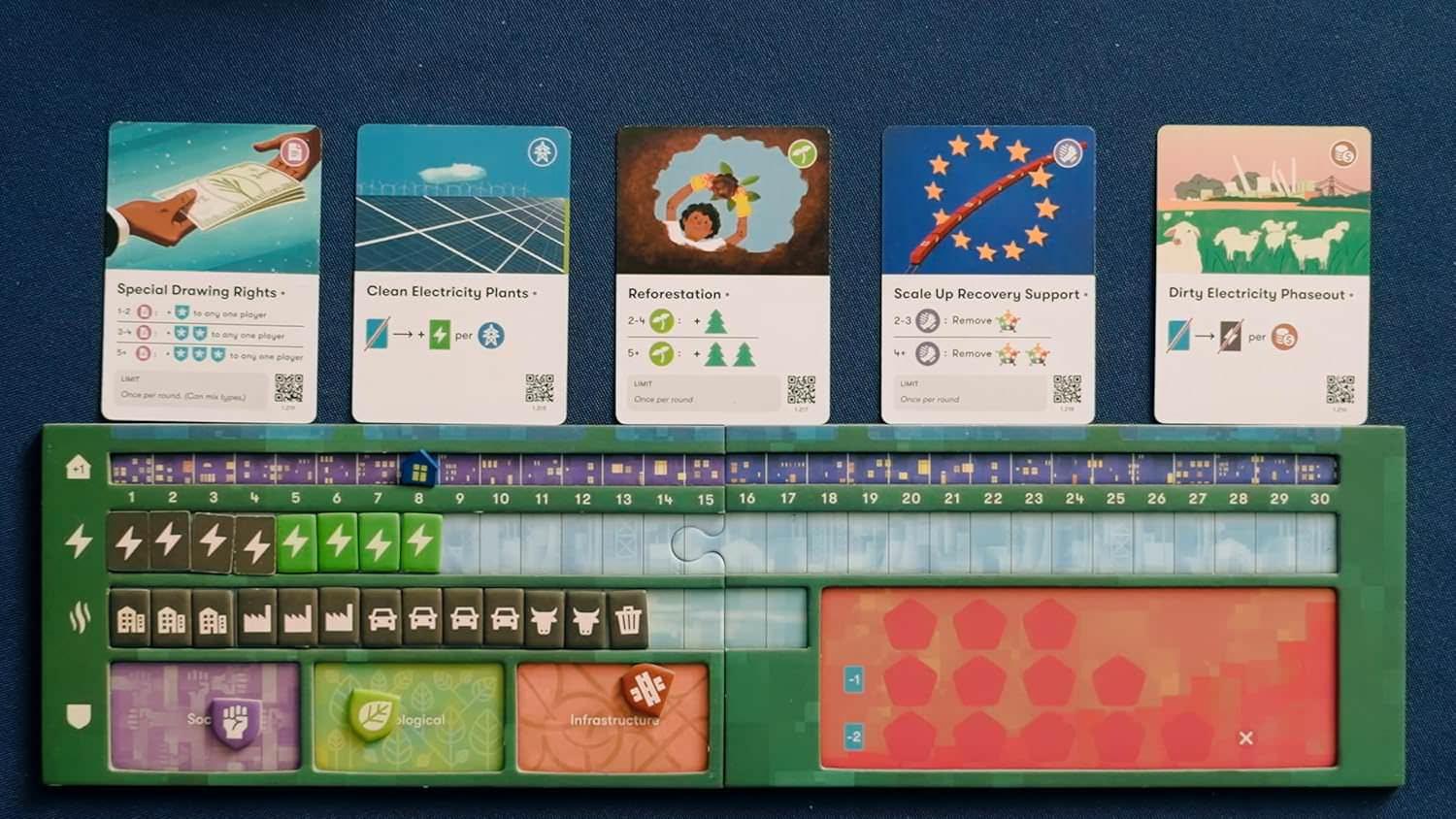 ボードゲーム Daybreak Asmodee Editions FSC認証木材使用 環境配慮型持続可能社会構築協力型地球温暖化対策戦略エンジン構築システム採用豊富なオリジナルアート175枚以上カード木製コンポーネント再生素材利用 
