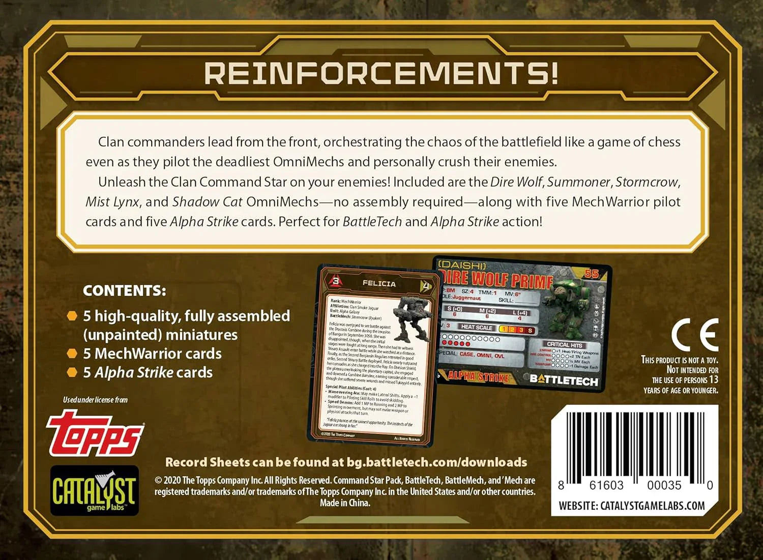 ボードゲーム BattleTech Clan Command Star バトルテック クラン戦術 コマンダーセット 精密完成品OmniMechフィギュア5種 クラン 技術 軍団 指揮 内部星域戦略 SF世界 戦闘文化 トゥーマン ウルフ軍団 超重量級火力 多彩汎用機 並行輸入品