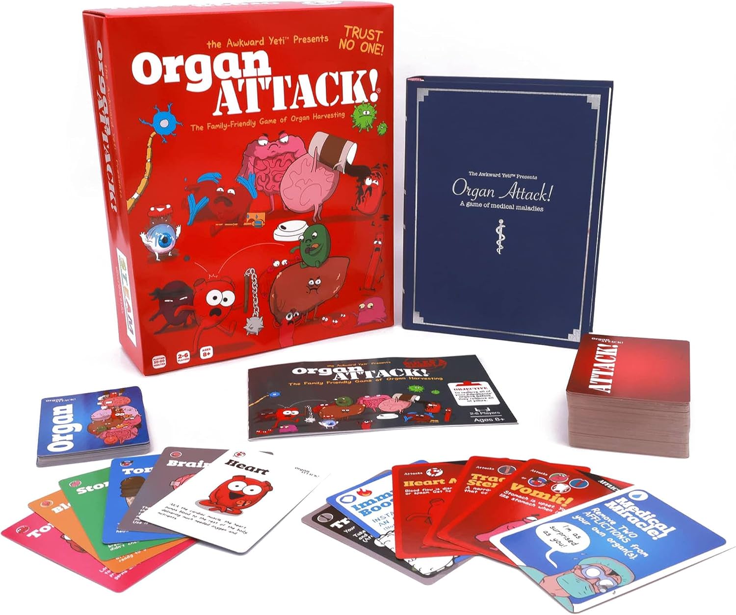 カードゲーム OrganATTACK オルガンアタック The Awkward Yeti オークワード イエティ 人体 臓器 医学 教育 エンターテイメント 132枚 24枚臓器カード 病気 免疫 ワクチン 2-6人 家族向け 学習 戦略 攻撃 防御