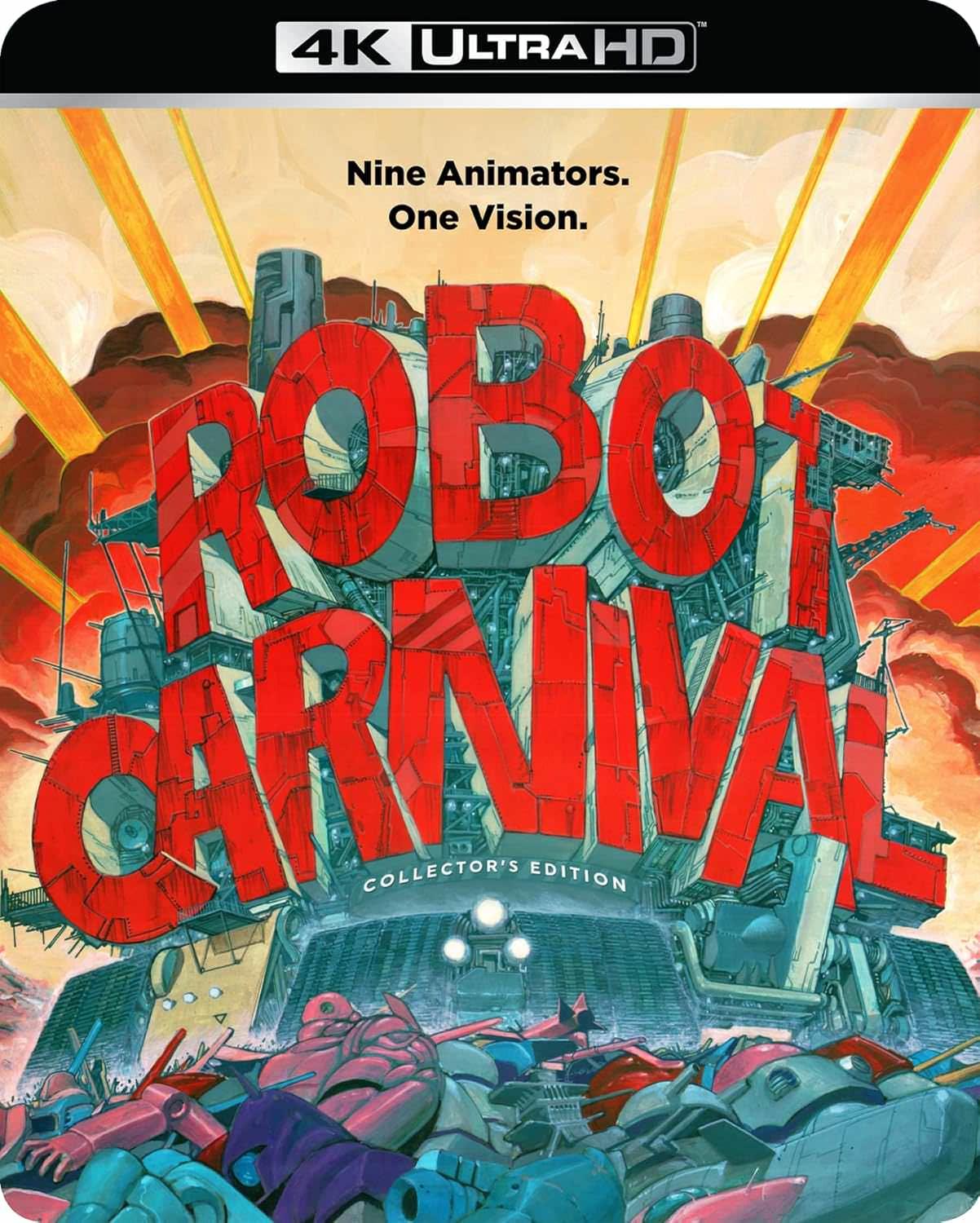 ブルーレイ ロボット カーニバル 4K Ultra HD Blu-ray アニメーション史 珠玉 アンソロジー 日本アニメーション 黄金期 クリエイター 大友克洋 森本晃司 梅津泰臣 中村隆 北久保弘之 手描き 93分 上映 独自 世界観 多彩