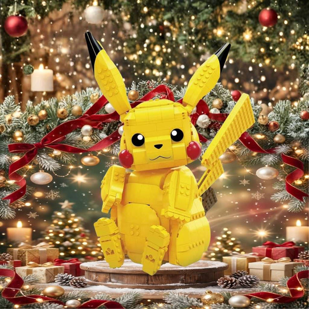 [ ラスト!激レア]ピカチュウ　クリスマスプレート　8枚 ポケモン ピカチュウ MEGAブロック【全高32cmの巨大サイズ】825ピース