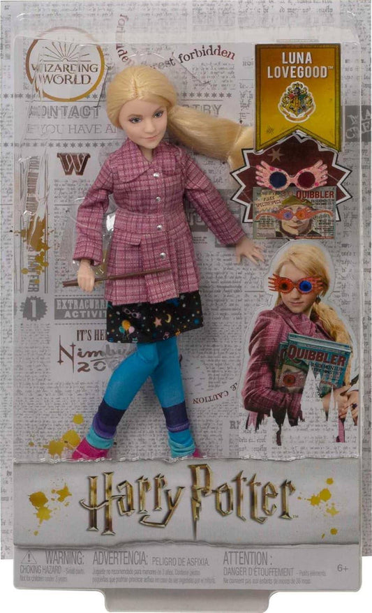 フィギュア ルーナ・ラブグッド 魔法界の個性派ヒロイン Mattel ハリー・ポッターシリーズ 約25cm 可動式 ピンクツイードジャケット 宇宙柄スカート タイツ ピンクスニーカー クィブラー雑誌 スペクトルスペックス 魔法の杖付き 並行輸入品
