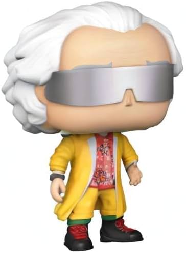 フィギュア Funko Pop Movies Back to The Future Doc 2015 バック・トゥ・ザ・フューチャー エメット・ブラウン博士 未来世界 銀色バイザー型サングラス 黄色ロングコート 透明ネクタイ コレクション アイテム タイムトラベル