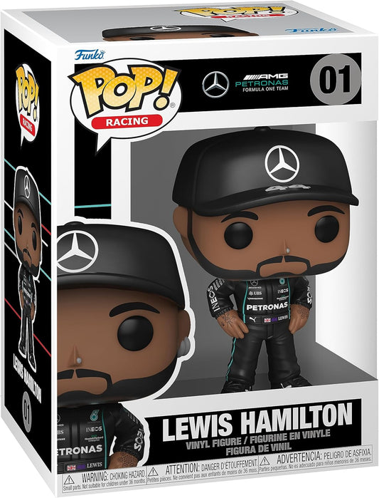 フィギュア Lewis Hamilton フォーミュラ1 Funko Pop! ビニール製 メルセデスAMGペトロナス レーシングドライバー ワールドチャンピオン モータースポーツ コレクション 高さ約9センチメートル 透明な窓付きパッケージ 3歳以上対象