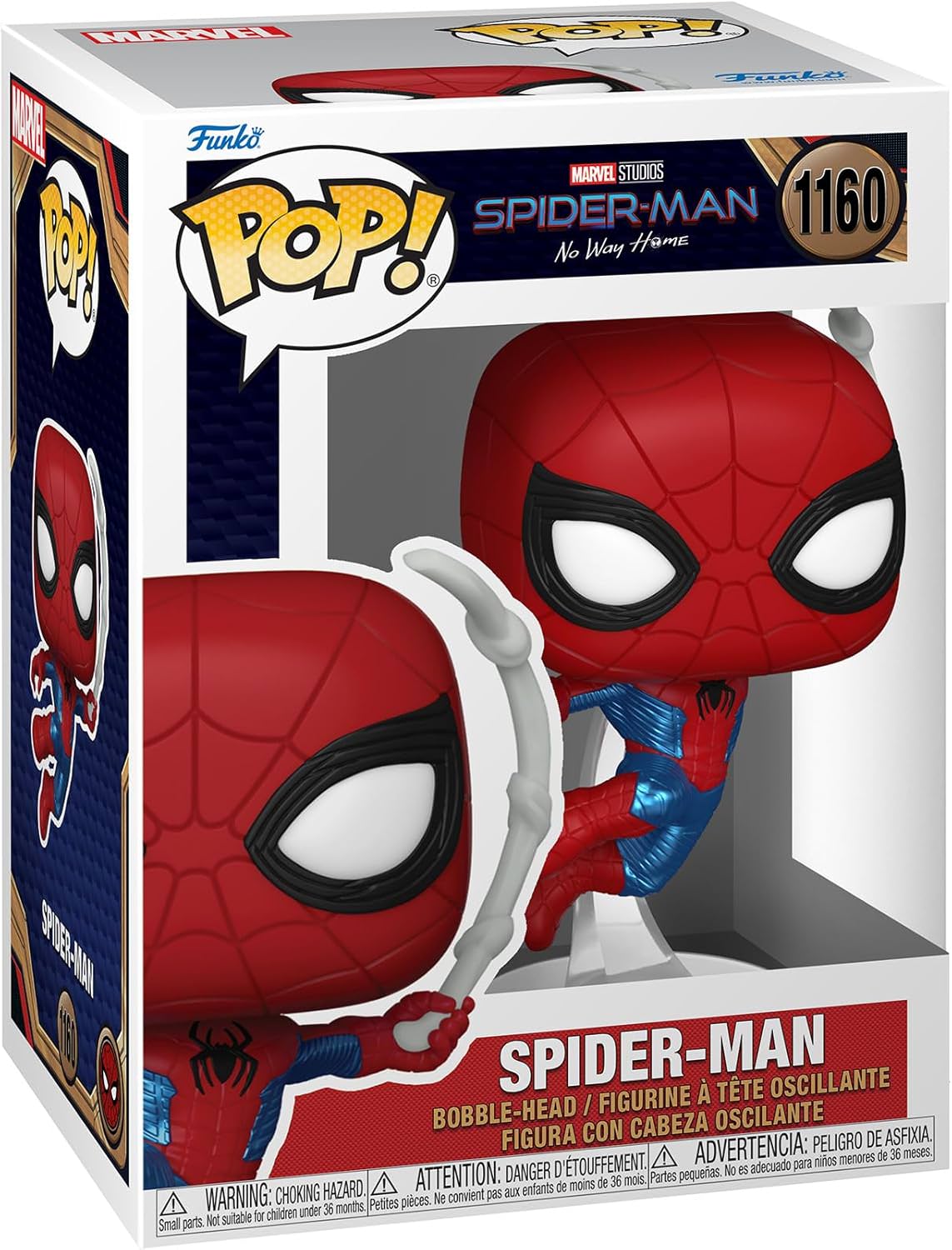 フィギュア スパイダーマン ノー・ウェイ・ホーム フィナーレスーツ Funko POP! マーベル MCU デフォルメ ビニール 青 赤 メタリック ブルー エンブレム コレクター ヒーロー ピーター・パーカー