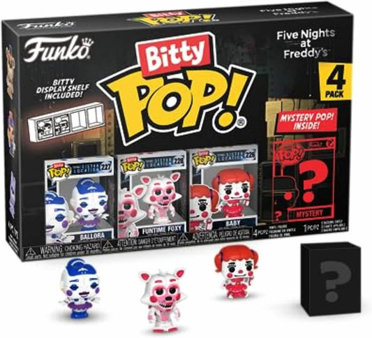 フィギュア Five Nights at Freddy's Bitty Pop! ミニフィギュア 4体セット Ballora Funtime Foxy Baby ミステリーフィギュア入り 高品質ビニール製 ハードアクリルケース ディスプレイケース付き 人気ホラーゲームコレクション