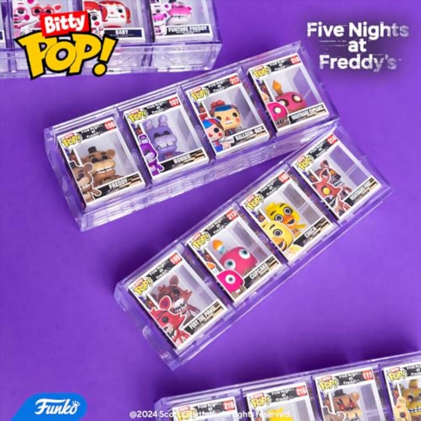 ホラーゲーム フィギュア Five Nights at Freddy's フレディーズでの五夜 Bitty Pop! 4パックセット Nightmare Bonnie ミステリー レア ハイパーレア アニマトロニクス コレクション ハードアクリルケース 夜間警備員 恐怖演出 底蓋